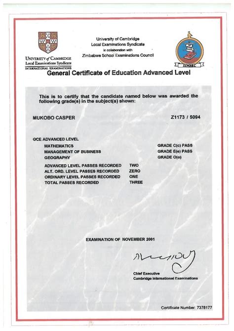 lv certificate